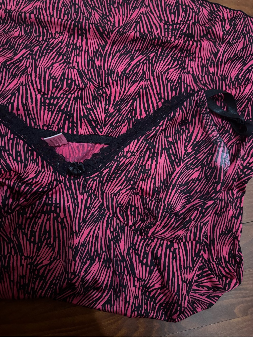 Pink and Black Printed Satin Cami Slip Dress - Picture 10 of 11